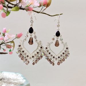 Costume Silver-Tone Dangling Crystal Earrings